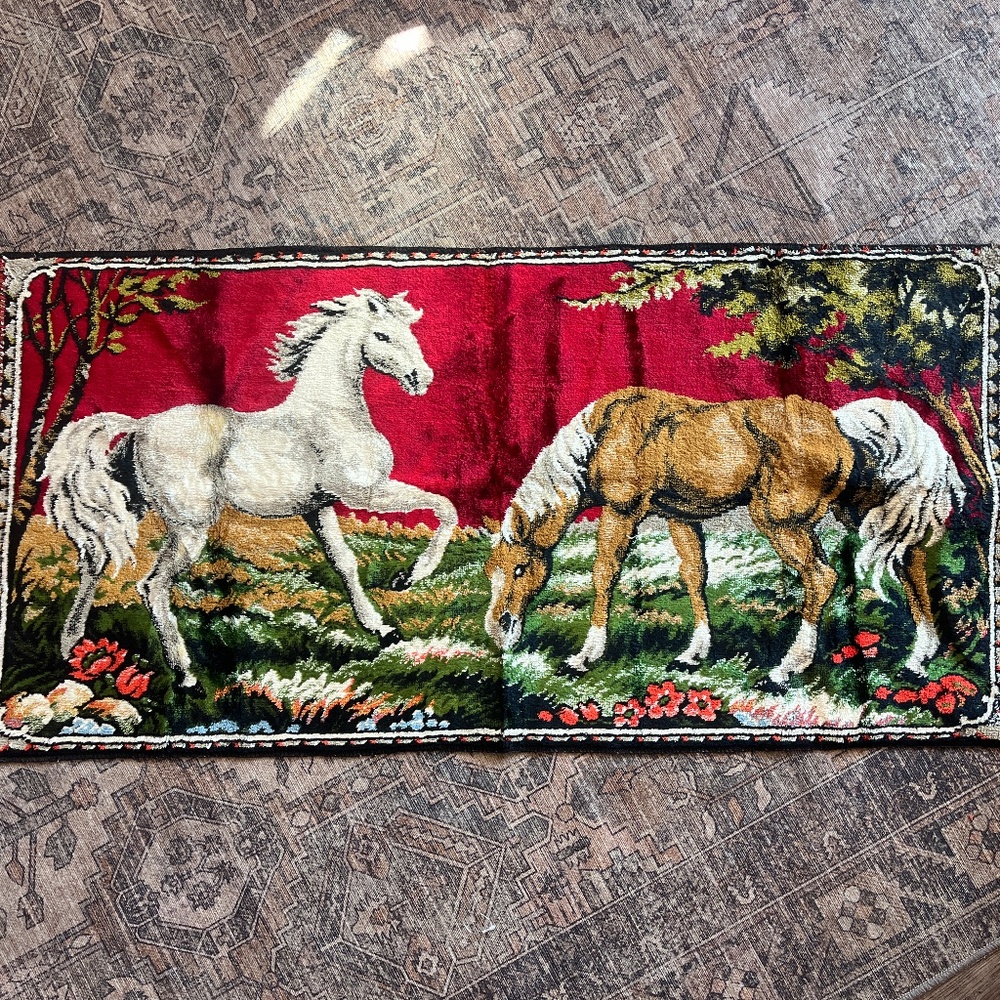 Vintage Italian Horse Tapestry Wall hanging